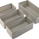 Kitchen Drawer Organizer  Set of 4 Rigid Fabric Bins  Fits Gallon, Quart, Sandwich & Snack Bags  Also Great for Utensils & Silverware