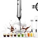 Upgraded Rechargeable Milk Frother Handheld, 3-Speed Electric Frother with 2 Whisks (Frother & Egg Whisk),304 Stainless Steel Drink Mixer for Coffee, Cappuccino, Hot Chocolate, Ideal Christmas Gift (Silver Charging Edition)