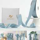 HUIHUANG Blue Satin Ribbon 1-1/2 inch x 100 Yards Dusty Blue Double-Faced Satin Ribbon for Flower Bouquet, Gift Wrapping, Eternal Roses, DIY Crafts, Bridal Shower Wedding Decor