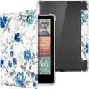 CoBak Case for Kindle Paperwhite 12th Gen 2024 (7") & Kindle Colorsoft Signature Edition (7") - New PU Leather Cover and Clear Soft Silicone Back Cover with Auto Sleep Wake Feature (Blue Blossom)