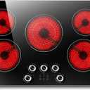 30 Inch Electric Cooktop Karienvir, 5 Burner Cooktop 8500W Built-in Electric Stove Top, Anti-slip Knob & Touch Control, Dual-Ring Burner, 30" Safety Lock, Timer, 220V Hardwired