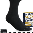 Pembrook Diabetic Socks for Men - 6 Pairs Crew Diabetic Socks for Women, Neuropathy, Non Binding, M