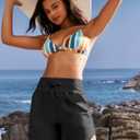 IUGA Womens 5" Swim Board Shorts Stretchy High Waisted Beach Shorts for Women Quick Dry UPF 50+ Swimsuit Bottoms with Liner (Black, M)