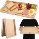 Large Charcuterie Board with Handles, 32 x 12 Inch Foldable Bamboo Serving Cheese Boards