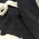 SHENHE Women's Open Front Ribbed Knit Bow Cute Cropped Cardigan Bolero Sweater Shrug Black and White Medium