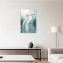 SWQYLB White Heron Wall Decor Egret Wall Art Coastal Bird Canvas Art Prints Heron Bathroom Decor Beach Seashore Picture Framed Home Decor (12" x 18")