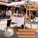 Market Stall Frame Carts Width 59" Outdoor Pine Wood Street Food Vendor Cart with Canopy Folding Vendor Stall Cart with Wheels for Beaches or Festivals (Orange)