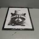 Funny Bathroom Decor Wall Art, Cute Raccoon Toilet Paper Roll Canvas Wall Decor, Humor Farmhouse Animal Wall Art, Black and White Wall Art Decor, Modern Black Frame Canvas Prints Ready to Hang 16"x20"