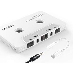 arsvita Car Audio aux Cassette Adapter and a Type C to 3.5mm Audio Aux Jack Adapter,Compatible for Google, Samsung, Xiaomi, Huawei All Type C Port Devices. - White