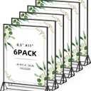 8.5x11 Picture Frame Black Acrylic Sign Holder Double-Sided Display Stand for Wedding Signs Table Numbers Menu Holders Pack of 6