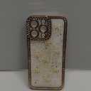 FABSPARK Case for iPhone 16 Pro Max,3D Gold Ribbon Bow,Crystal Clear Glitter Diamond Rhinestone Sequin Shiny Sparkly Bling,Aesthetic Transparent Soft for iPhone 16 Pro Max Case - Golden/Gold Bow