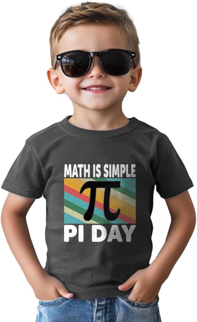 Pi Day Shirt Toddler Boys Girls Happy 3.14 Pie Day T-Shirts for Kids Funny Tops Graphic Math Tee Short Sleeve 2T-8Y