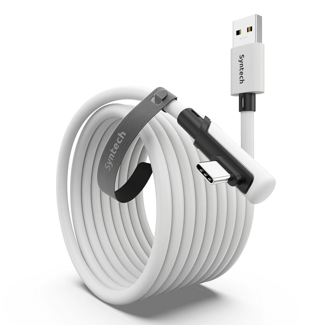 Syntech Link Cable 16FT for PCVR Compatible with Oculus/Quest 3/Meta Quest 3S, Quest2/Pro/Pico 4/Ultra Accessories and PC/SteamVR, High Speed PC Data Transfer, USB 3.0 to USB C Cable for VR Headset (White) Syntech Link Cable 16FT for PCVR Compatible with Oculus/Quest 3/Meta Quest 3S, Quest2/Pro/Pico 4/Ultra Accessories and PC/SteamVR, High Speed PC Data Transfer, USB 3.0 to USB C Cable for VR Headset (White)