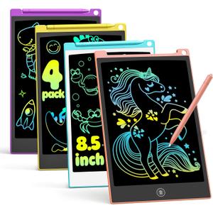 TECJOE 4 Pack LCD Writing Tablet, 8.5 Inch Colorful Drawing Board, Kids Travel Games Activity Learning Toys, Birthday Gifts for 3-8 Year Old Boys Girls Toddlers Preschooler (Blue & Pink & Yellow & Purple)