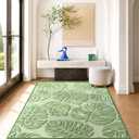 Sage Green Monstera Area Rug 6x9, High-Low Plush Pile Washable Rugs for Living Room Bedroom, Tropical Non Slip Nursery Carpet Soft Indoor Shag Rugs for Dining Room Green, 6' x 9' (Rectangular)
