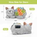 Otdair Solar Cat Decor, Birthday Gifts for Women with Succulent and 7 LED Lights, Christmas Gifts for Mom, Seniors, House Warming New Home Garden Decor for Cat Lover