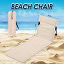 Gugxiom 2 Pcs Extended Foldable Pool Chairs, Portable Outdoor Chair for Poolside, Beach Chairs for Beach Poolside Camping Picnic Lawn Accessories (2, Beige)