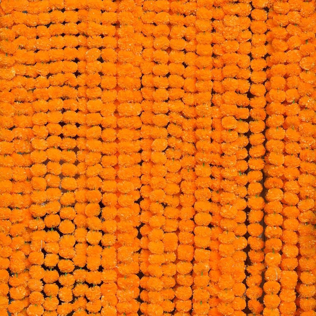 Decorative Marigold Garland, 6PCS 5 feet Long Artificial Marigold Flowers, Indian Style for Rituals, Weddings, Christmas, and Event Decoration.