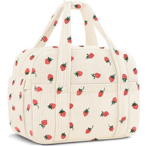 Corduroy Lunch Box Lunch Bag for Women Men, Cute Strawberry Small Insulated Reusable Work Leakproof Simple Lunch Boxes Tote Bag Adults Cooler Bag