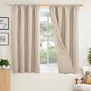 BGment Natural Linen Blackout Curtains 48 Inch Length, Short Thermal Insulated Black Out Drapes Light Blocking Rod Pocket for Bedroom Living Room Windows Privacy, 2 Panels Set, Each Panel 42 Inch Wide