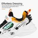 WZRUISEN Kid Boys Girls Lightweight Breathable Sneakers Strap Athletic Tennis Shoes for Running Walking, White 1 Big Kid