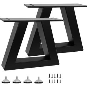 6 Inch Trapezoid Metal Table Legs Black, DIY Furniture Feets for Bench, Chair, TV Cabinet, Coffee Table,Couch, Sofa, Stool Legs, Including Screws and Adjustable Feet Pads, 6 x 7.9