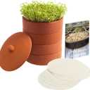 Clay Sprouter Kit | Terracotta Tower with 3 Shallow Germinating Trays, Paper Discs & Free E-Book | 2 in 1 Sprouting Trays Ideal for Germinating Sprouts and Microgreens