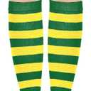 American Trends Striped Knee High Socks for Women Thigh High Socks Long Leg Warmers (One Size, Z 1 Pack Green Yellow)