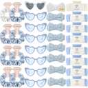 Bridesmaid Scrunchies Proposal Hair claws clips Set of 12 Bridal Shower heart sunglasses Gifts for Wedding Bachelorette Party Favors (32pcs White&Dusty Blue)