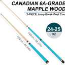3-Piece Heavy Jump Break Cue Stick 24-25 oz, Canadian Maple Wood 14mm Crystal Tip for Jumping or Breaking