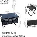 Folding Camping Table and Stool Set, Black, Portable with Carry Bag and Hook, One Size