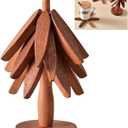 Walnut Tree Table Mat,Wooden Table Mat Tree,Foldable Trivets for Hot Dishes,Non-Slip Heat Insulated Folding Wood Table Plate Mat (Walnut)