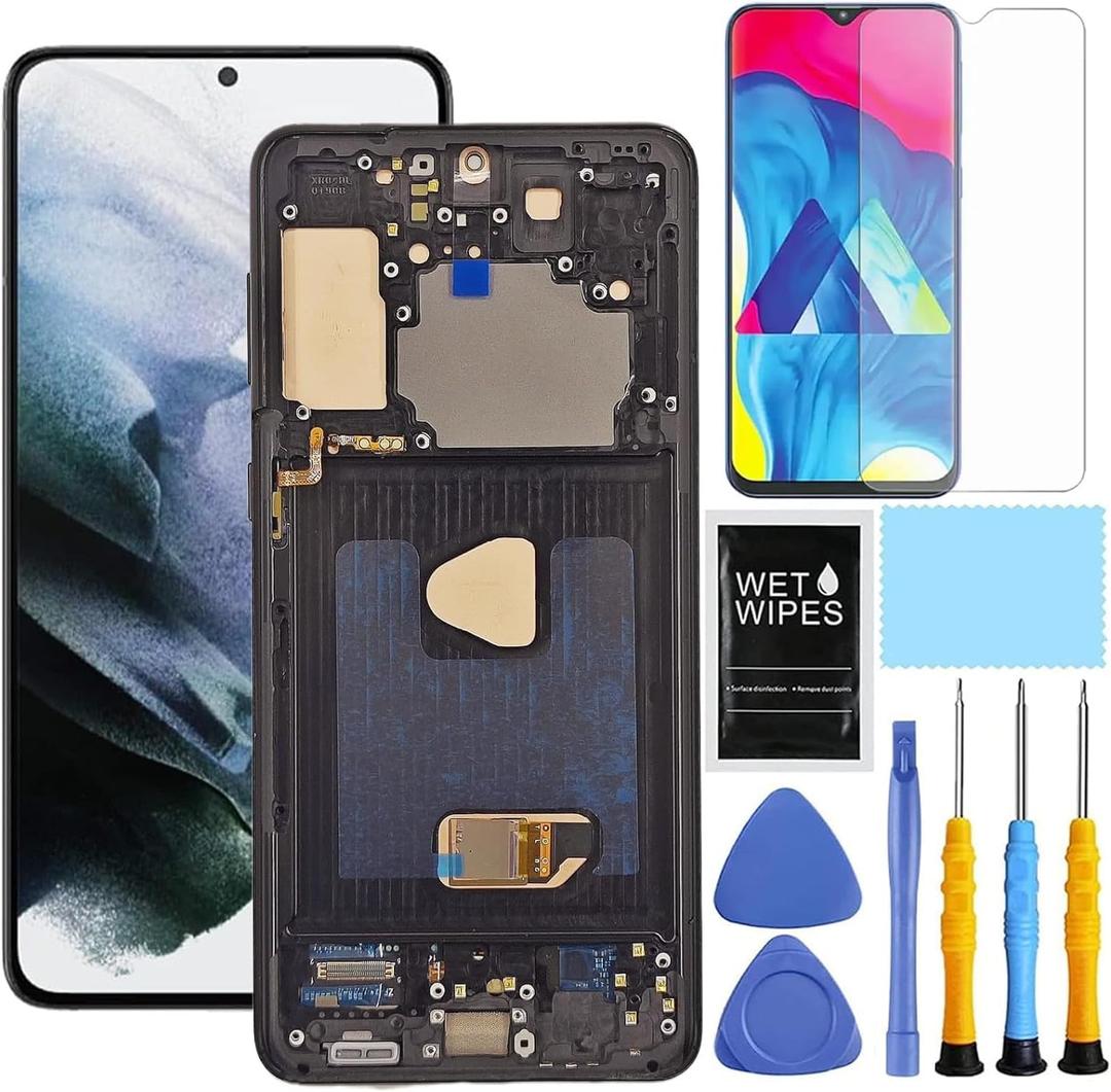 ZTOOYO AMOLED for Samsung Galaxy S21 Plus Screen Replacement with Frame for Samsung S21+ Screen Replacement kit SMG996u SMG996b LCD Digitizer Display Touch Screen Assembly with Tools 6.7 inch Black