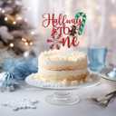 Half Way to One Cake Topper, Winter 1/2 Birthday, 1/2 Way to One, Sweet 6th Months, Snowflake Christmas Theme Half Birthday Party Decorations Red Glitter