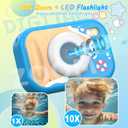 Kids Waterproof Camera, 1080P HD Underwater Digital Camera for Kids Aged 3-12, IP68 Swimming & Snorkeling Toy, ABS Plastic, 32GB Card, Birthday Gift for Children Boys Girls, Blue