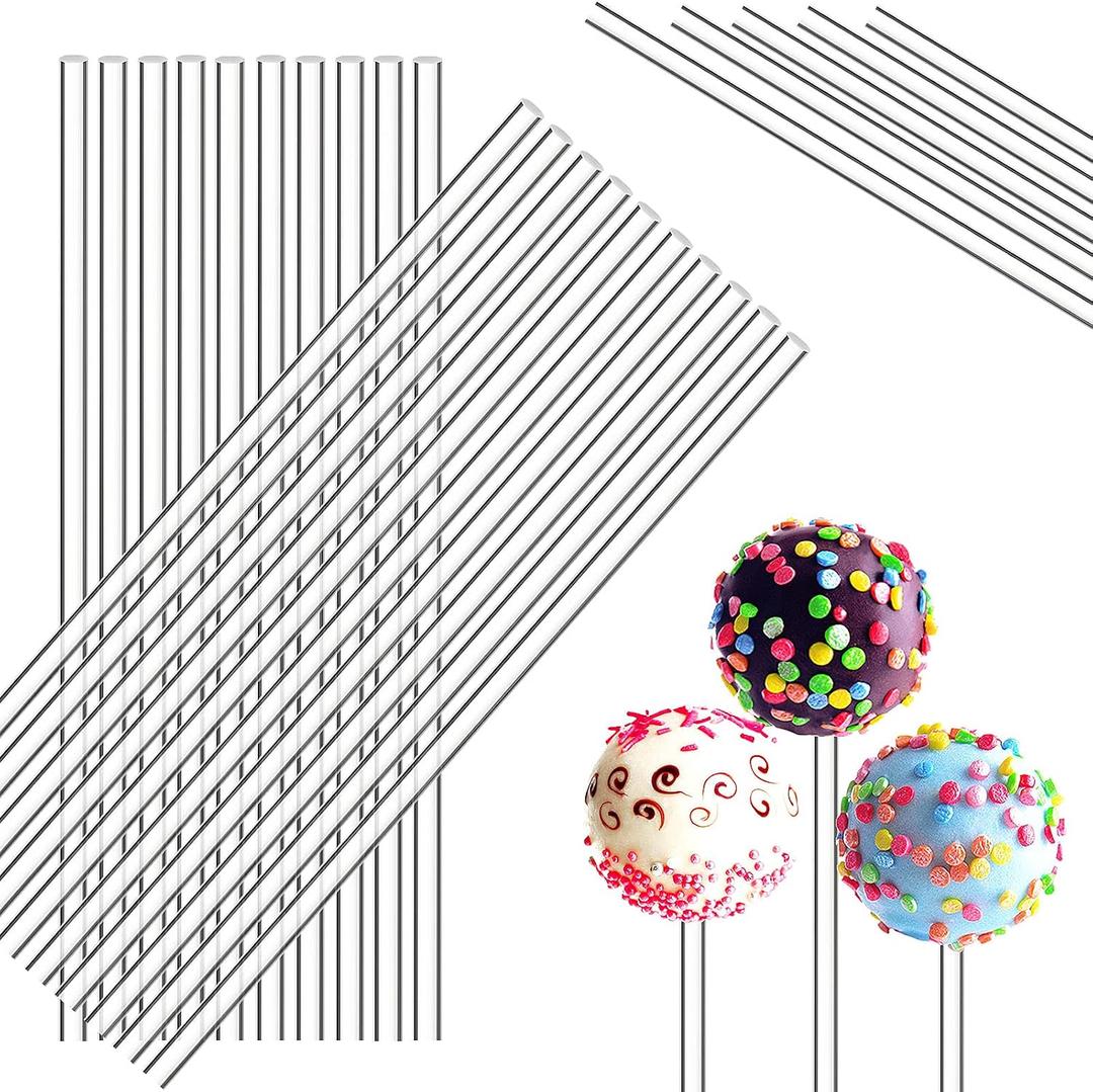 Zopeal 200 Pcs Acrylic Lollipop Stick Cake Pop Rod, 4 x 0.12 Inches, Clear | Halloween Clear Cake Topper Candy Cupcake Treat Stick for Wedding Chocolate Cookie Dessert Handmade Party DIY Crafts Garden