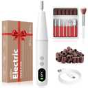 Electric Nail Drill Kit, Electric Nail File Cordless Nail Drill Machine for Acrylic Gel Dip Powder Nails, Professional Portable Manicure Pedicure Rechargeable Lightweight for Home Salon Use (White)