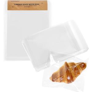 EKAPACKAGING Clear 5x7 Inches 200Pcs Self Sealing Cellophane Cookie Bags Christmas Treat Individual Party Favor Bag Plastic Sealable Small Goodie Cello Snack Gift Packaging with Seal