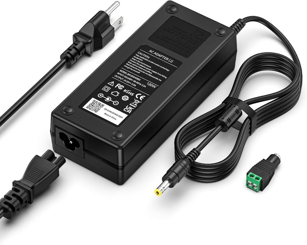 24V Power Supply for LED Strip Light AC 100-240V to DC 24V Power Supply with 5.5 x 2.1mm/2.5mm DC Jack & LED Terminal Connector, 24 Volt Power Supply for 5050 3528 LED Strip Light CCTV Cameras