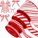 26 Yard Christmas Candy Cane Ribbon 1.5 Inch 0.6 Inch 0.4 Inch 0.25 Inch Craft Ribbon Decorative Ribbon for Christmas Party Decoration Hair Bows Crafting and Sewing (Red-White)