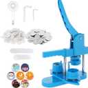 BEAMNOVA 32mm / 1.26 in (About 1-1/4 Inch) Button Maker Machine with 200 Sets of Button Supplies Blanks, Rotary Style, Complete Hand Press Pin Making Set, Round Paper Cutter, 200 Blank Paper Sheets