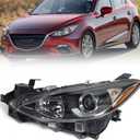 Huray Left Halogen Headlight Assembly for Mazda 3 2014 2015 2016 LH