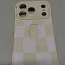 KANGHAR Compatible with iPhone 17 Pro Case 2025, Silicone Checkered Cute Pattern, Wristband Kickstand Camera Protection Soft Slim Cover for Girls Women -White