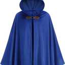 Medieval Cloak with Hood for Womens Mens, Vintage Velvet Renaissance Cape Adults Halloween Christmas Party Outfits (51''/130cm, Royal Blue)