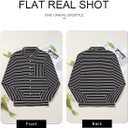 Astylish Women's 2025 Oversized Long Sleeve Shirts Button Up Striped Collared Front Pocket Top (Medium, Black)