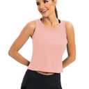 ICTIVE Workout Crop Tops for Women Yoga Cross Sleeveless Gym Mesh Back Running Tank Muscle Shirts Pink XL (Pink, XL)