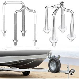Long U-Bolt Kit for Boat Trailer Frames 3.15" Wide x 6" Long x 1/2'' Diameter Straight & Formed for 3500 lbs Durable Zinc-Plated U-Bolts with Nuts and Washers for Trailer Boat Guides