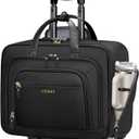 Ytonet Rolling Laptop Bag Women, 17.3 Inch Laptop Briefcase with Large Cup Holder, Carry On Luggage with Insulated & Waterproof Pocket, Roller Bag with Lock, Teacher Bag for Work Travel, Black