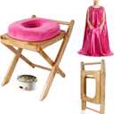 Beauty Star Foldable Wooden Yoni Steamer Chair for Women, V-Shaped Yoni Steam Seat with Cushion & Soft Gown Kit, Portable Herbal Steam Stool for Feminine Cleansing Care at Home, No Assembly Needed