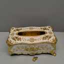 Bling Rhinestone Tissue Box Holder,Luxurious European Style Rose Tissue Box Cover for edroom,Office,Bathroom,Home,Travel,Restaurant(Gold&White)